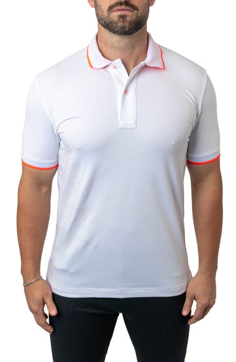 Mozarttokyo Tipped White Graphic Polo