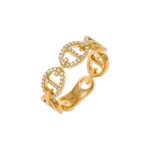 Diamond Pave Mariner Band Ring 14K