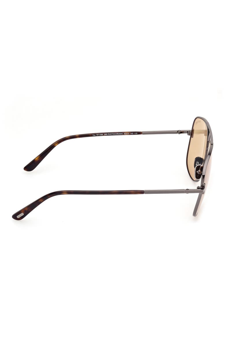 Tex 62mm Navigator Sunglasses, Alternate, color, SHINY GUNMETAL /BROWN