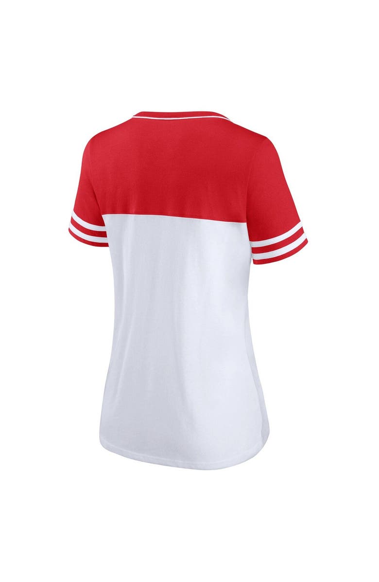 PROFILE Women's Profile  White/Red Wisconsin Badgers Plus Size Field Game V-Neck T-Shirt, Alternate, color, White