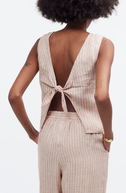 Madewell Pleated Linen Sleeveless Shell Top In Miso