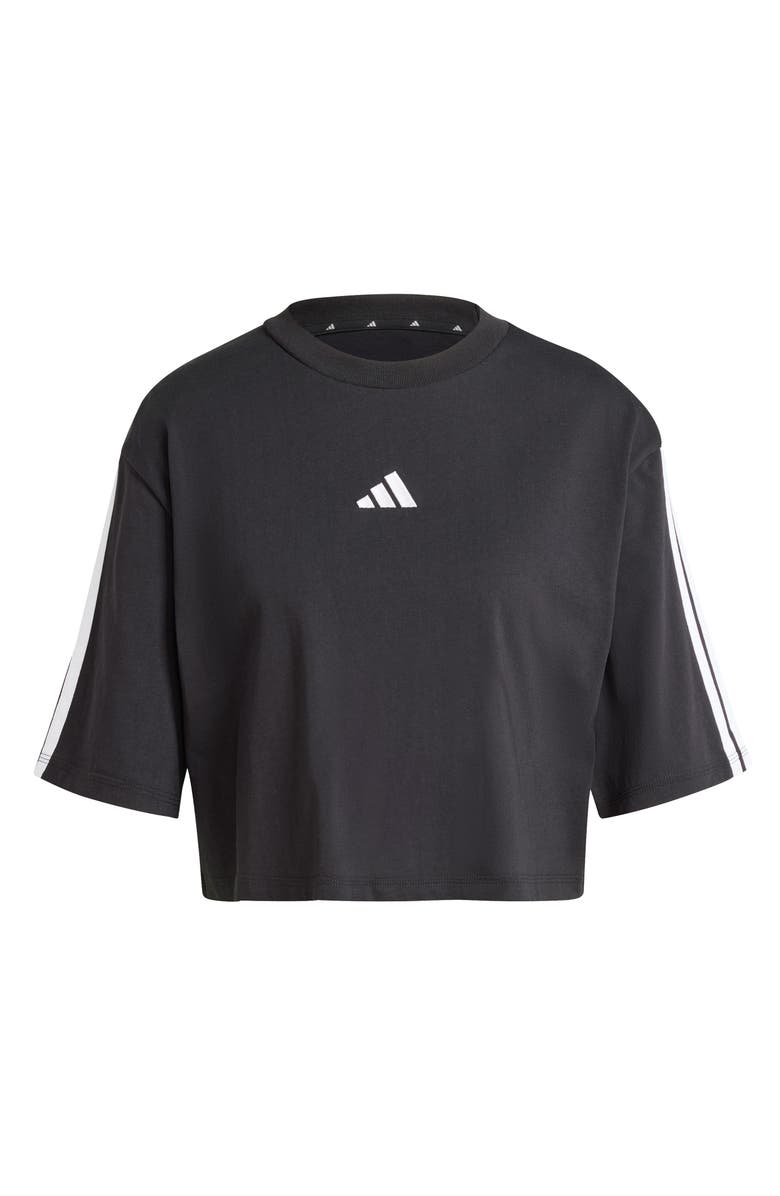 adidas 3-Stripes Cropped Cotton T-Shirt, Alternate, color,