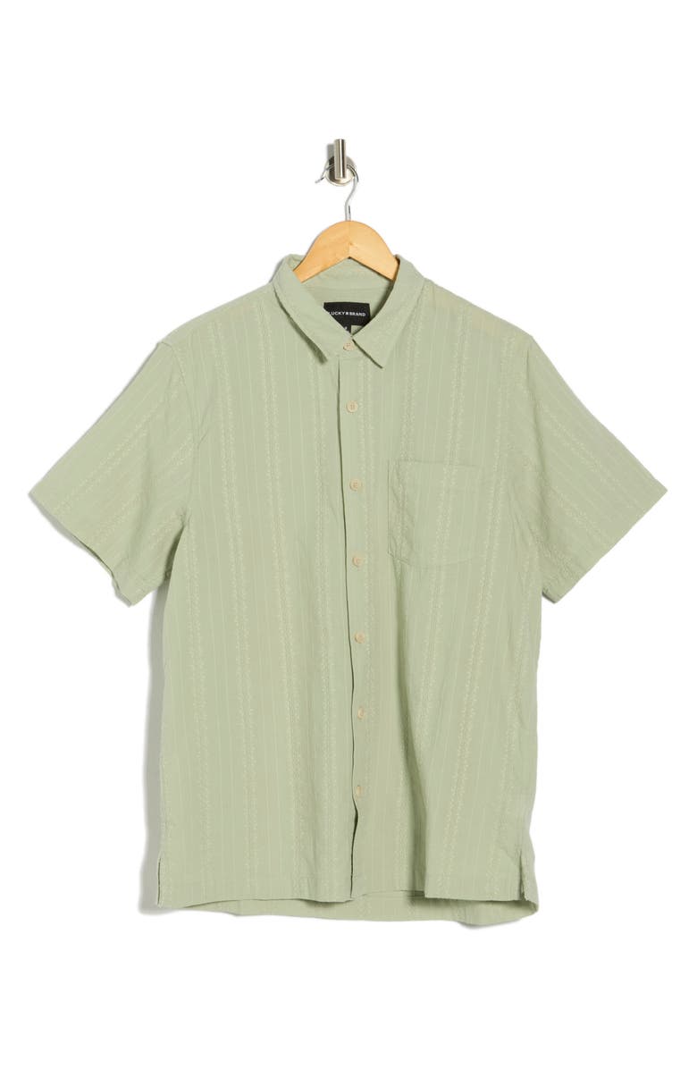 Lucky Brand Playa Short Sleeve Button-Up Shirt, Main, color, Green