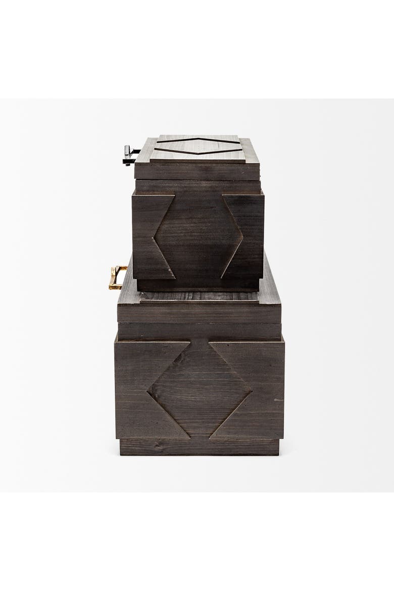 Cassia Set of 2 Wooden Boxes, Alternate, color, Brown