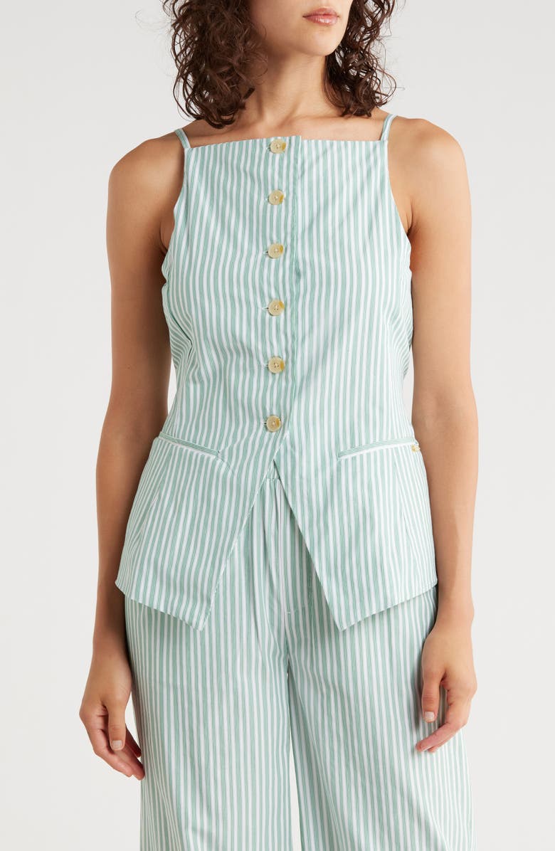 Scotch & Soda Stripe Spaghetti Strap Vest, Main, color, Eden White