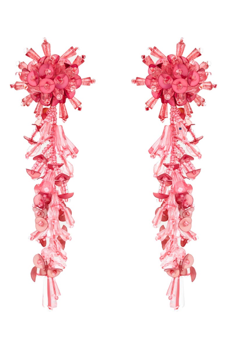 Oscar de la Renta Bouquet Cascade Clip-On Earrings, Main, color, Rose