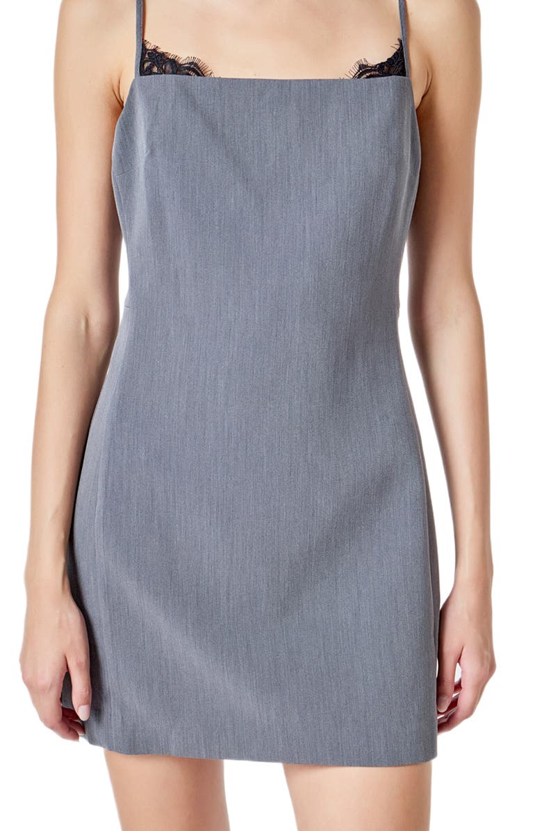 Endless Rose Lace Trim Sleeveless Minidress, Alternate, color, Heather Grey