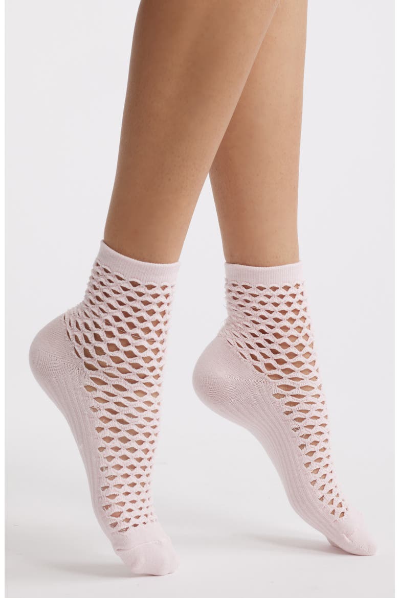 Netted Crew Socks, Main, color, PINK