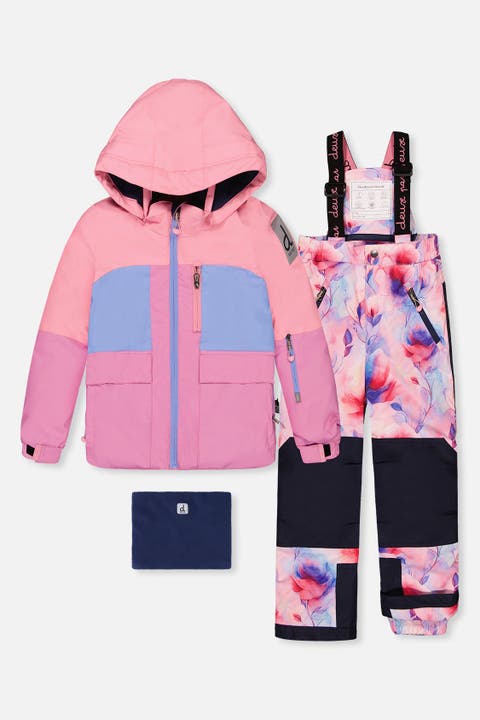 Play Colorblock Jacket & Floral Pants Two Piece Snowsuit