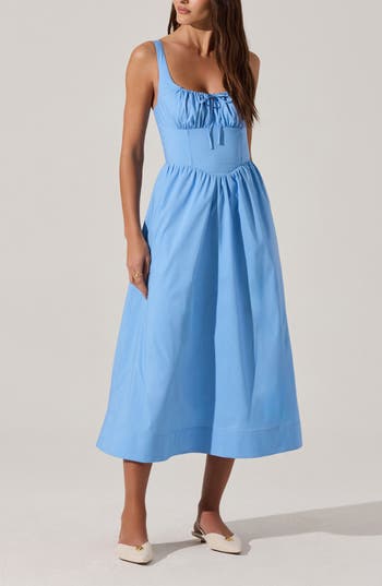 Astr The Label Corset Fit & Flare Dress In Blue