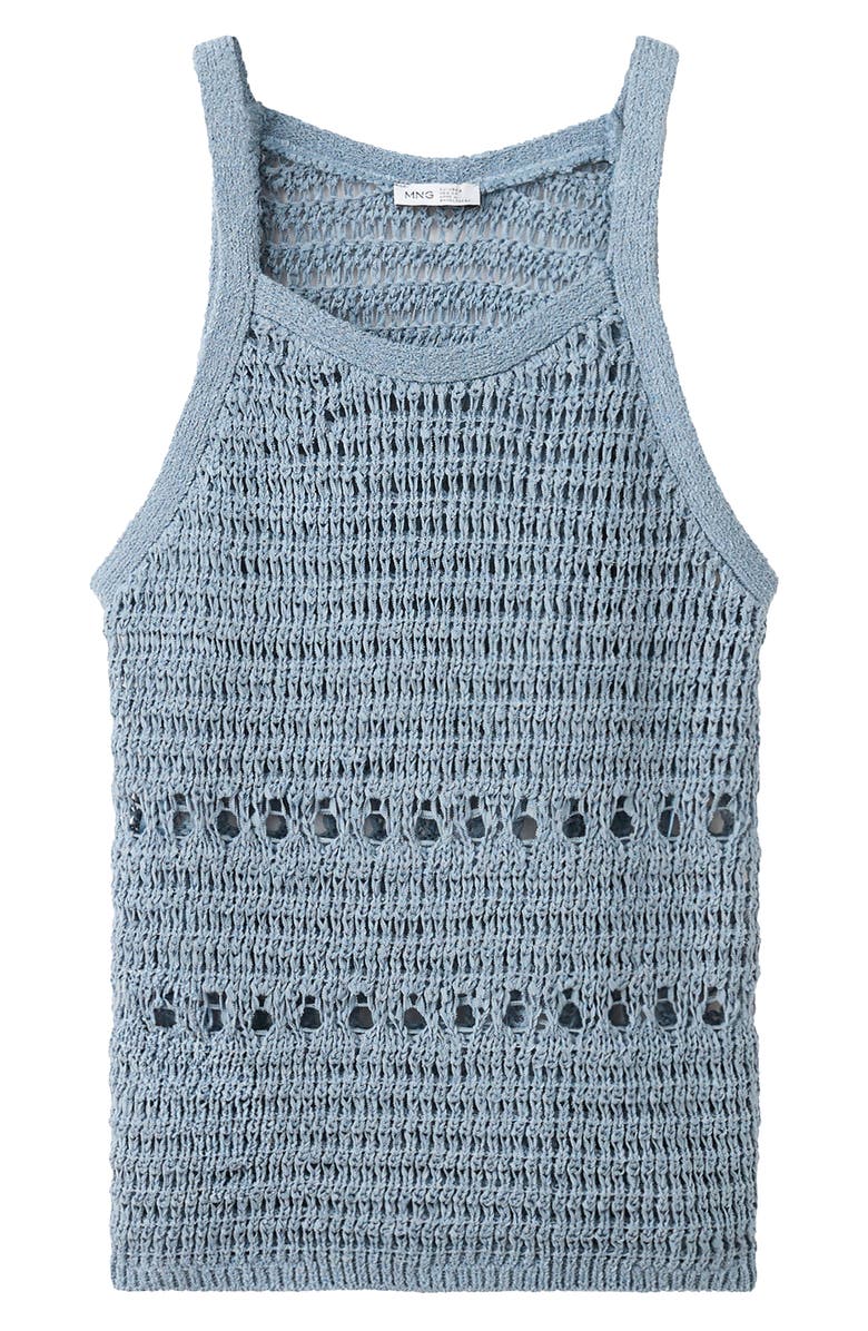 MANGO TEEN Crochet Tank Top, Alternate, color, Blue