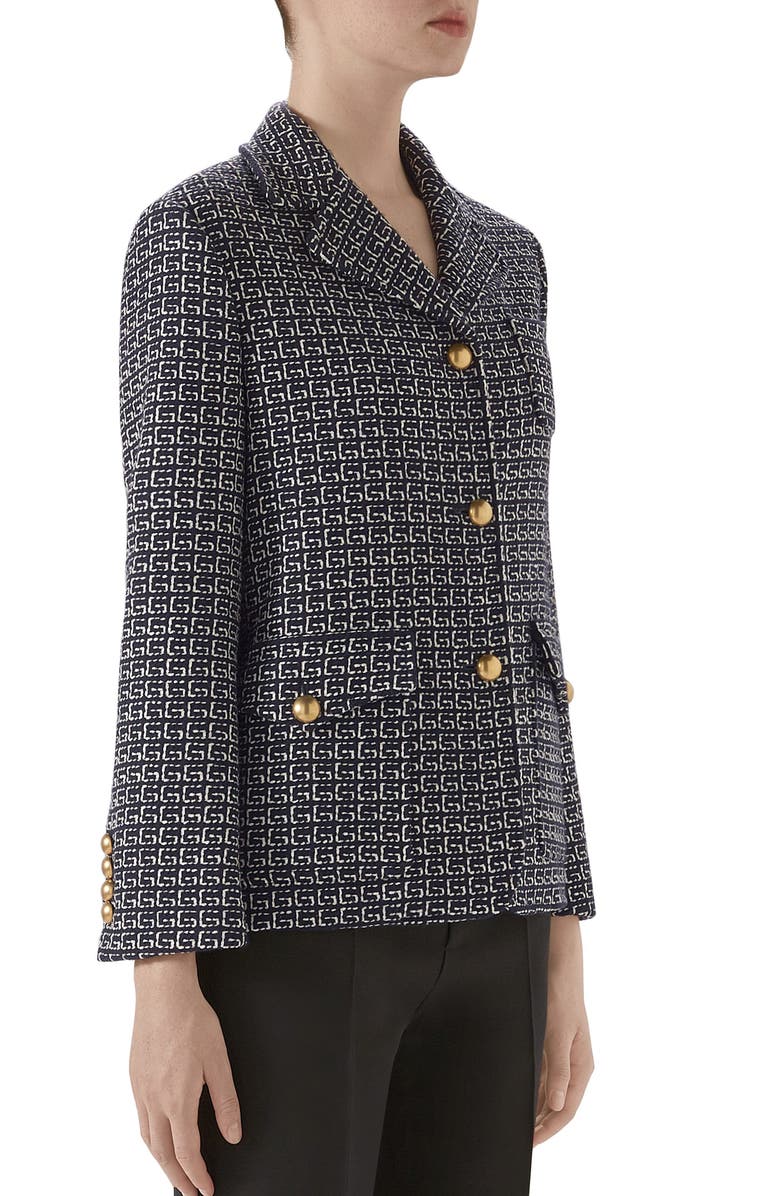 Gucci Square G-Logo Wool Blend Jacket, Alternate, color,