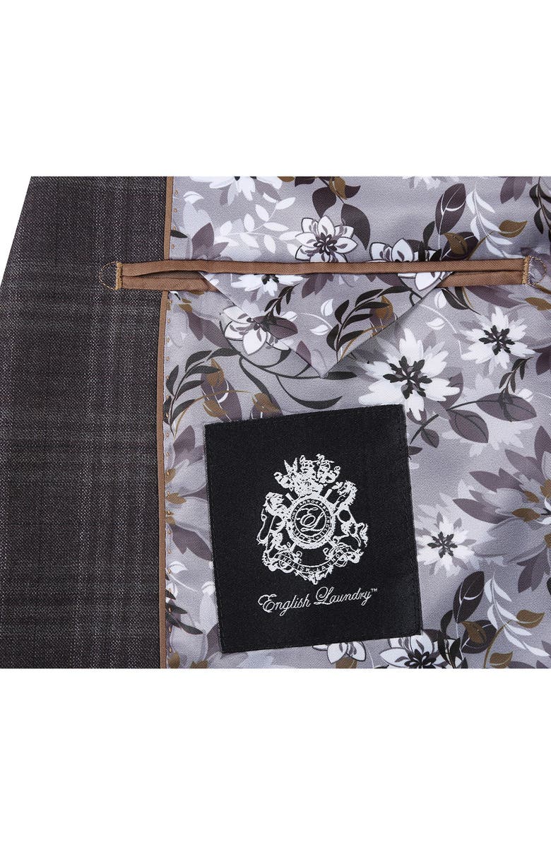 English Laundry Plaid Trim Fit Notch Lapel Wool Blend Two-Piece Suit, Alternate, color, Brown