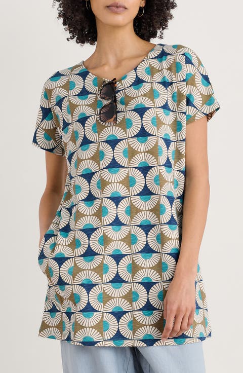 Ocean Gaze Daisy Print Organic Cotton Jersey Tunic