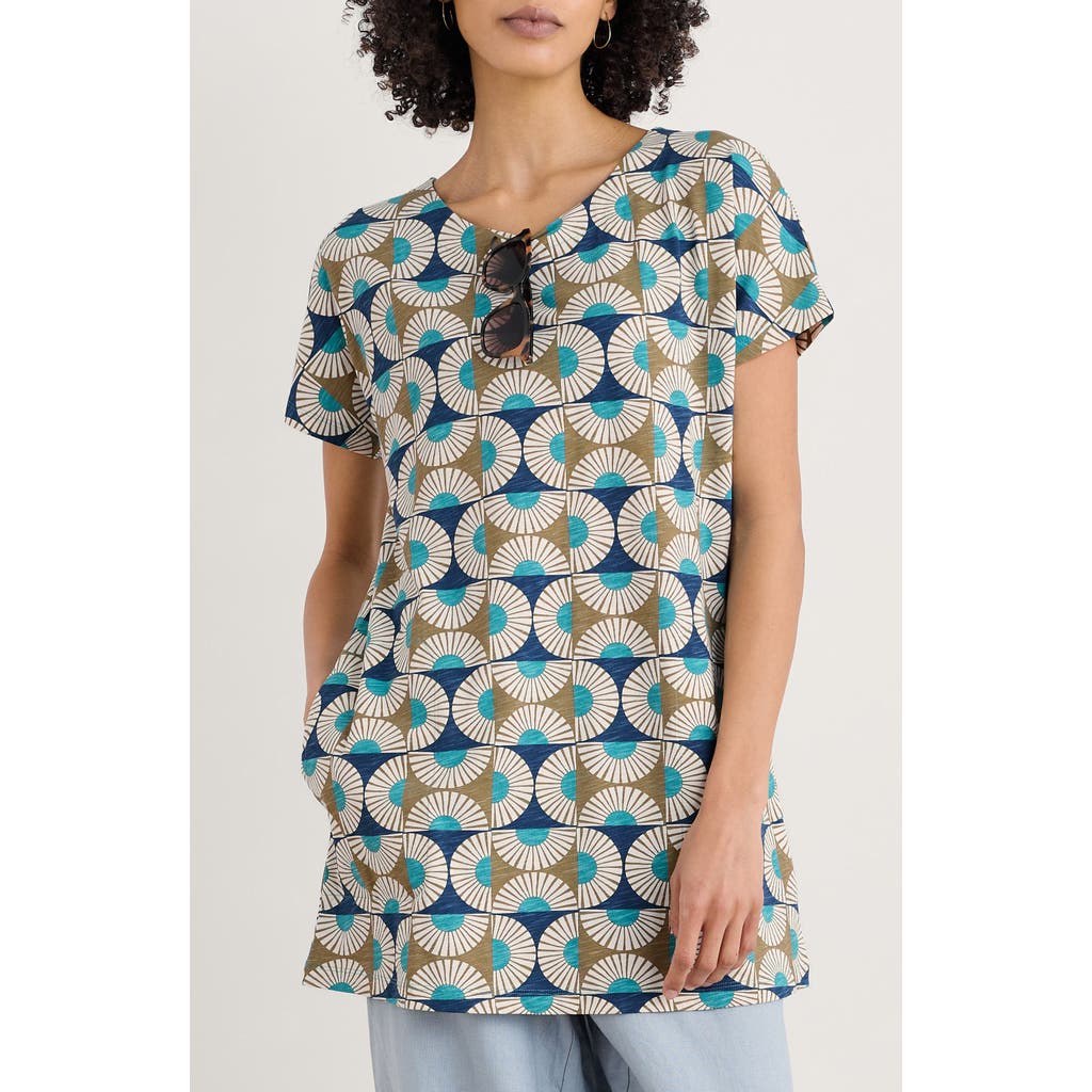 Seasalt Cornwall Ocean Gaze Daisy Print Organic Cotton Jersey Tunic In Blue