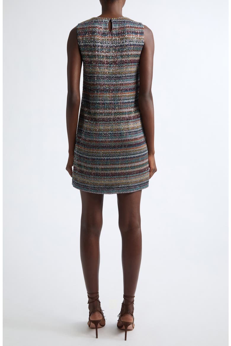 Sequin Metallic Jacquard Stripe Minidress, Alternate, color, SMSQW-MULTI BLUE RED BEIGE