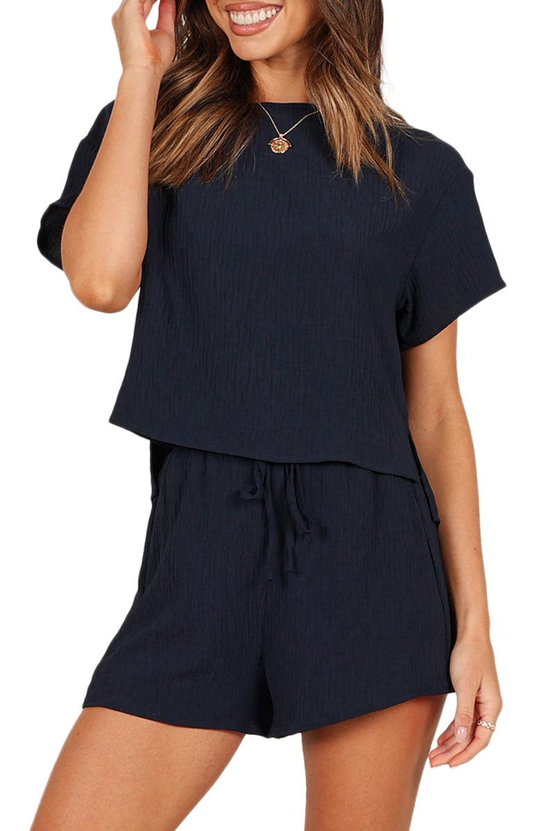 Petal & Pup Ittai T-Shirt & High Waist Shorts Set, Main, color, Navy