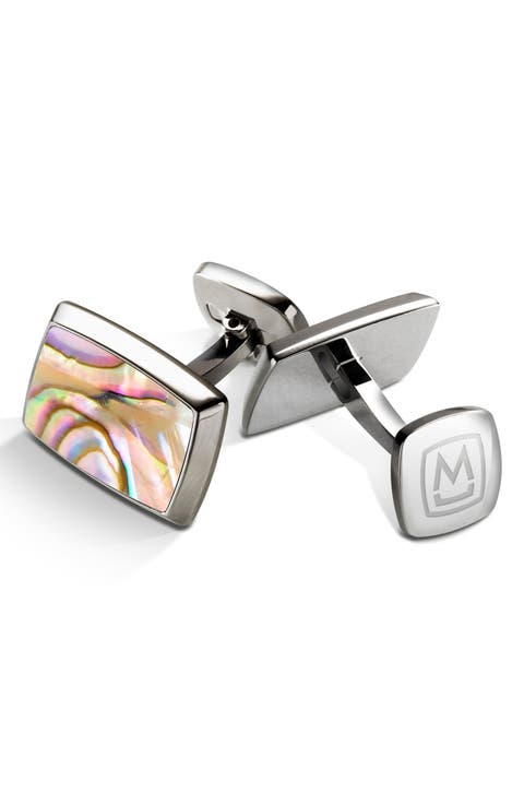 M-Clip Abalone Cuff Links