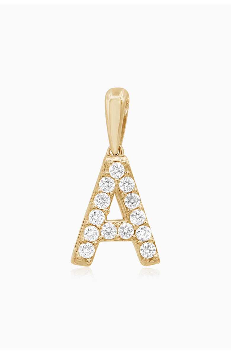 Oradina 14K Gold Luxe Letter Diamond Initial Pendant Charm, Main, color, Yellow Gold - A