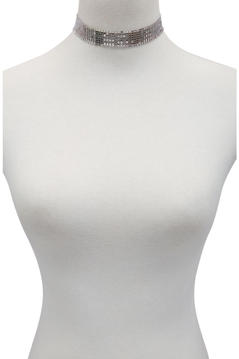 Mesh Choker Necklace, Alternate, color, SILVER