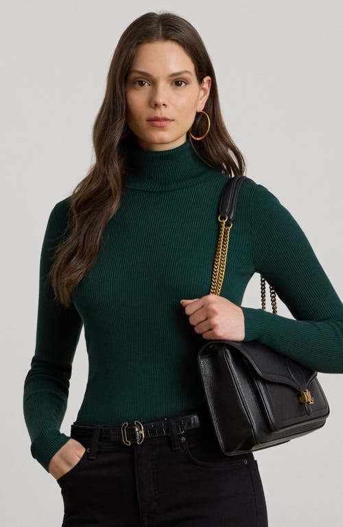 Ralph Lauren Ribbed Turtleneck Sweater In Green