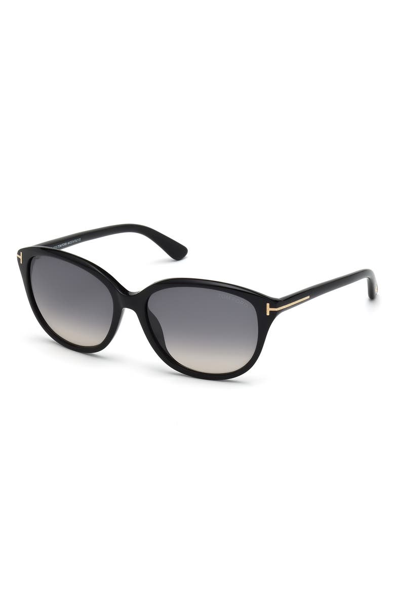 TOM FORD 'Karmen' 57mm Sunglasses, Alternate, color, Sblk/Smk