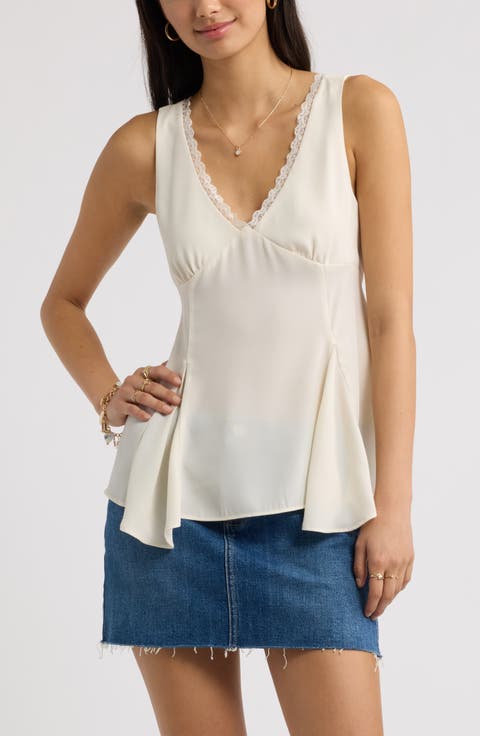 Lace Trim Godet Tank