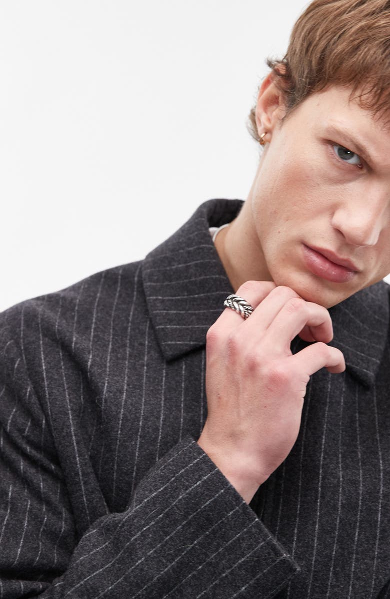 Topman Harrington Pinstripe Wool Blend Jacket, Alternate, color, Charcoal