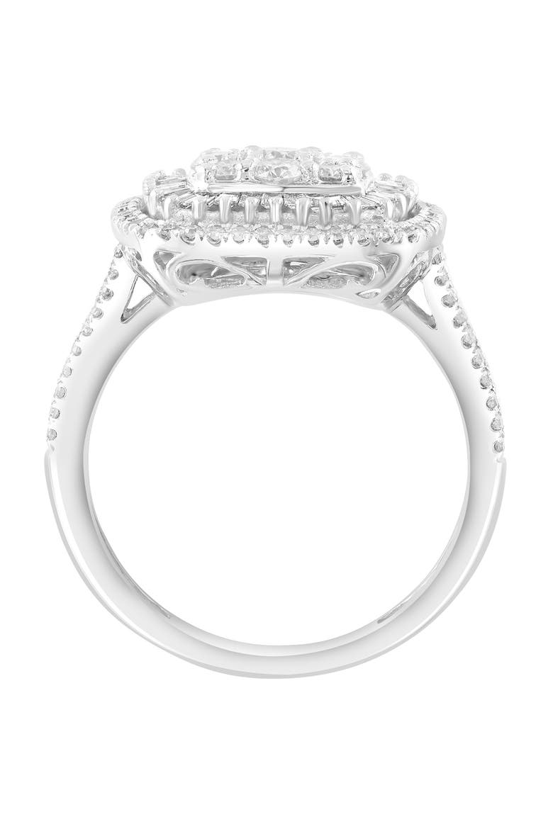 Cushion Halo Diamond Ring in White Gold, Alternate, color, Hematite and FW Blush Pearl