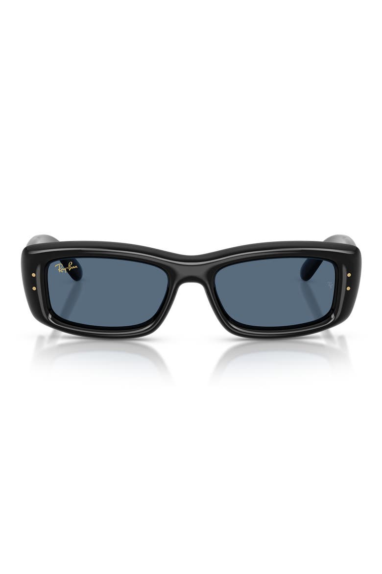 Kiliane Puffer 55mm Rectangle Sunglasses, Main, color, BLACK / DARK BLUE