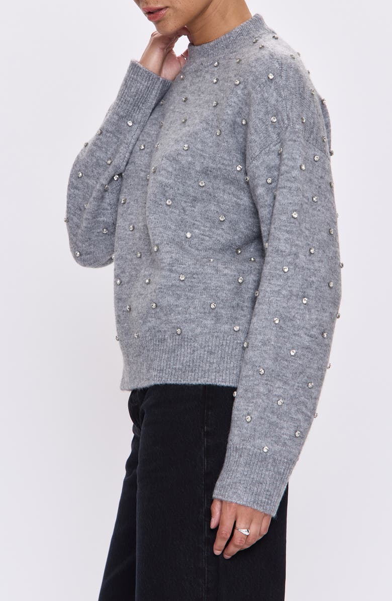 Pistola Aura Rhinestone Crewneck Sweater, Alternate, color, Charcoal Diamonte
