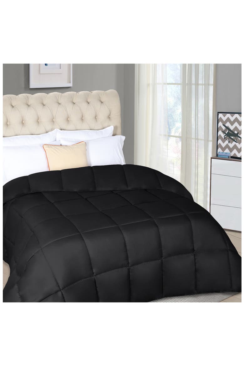 Reversible Down Alternative Comforter, Alternate, color, BLACK