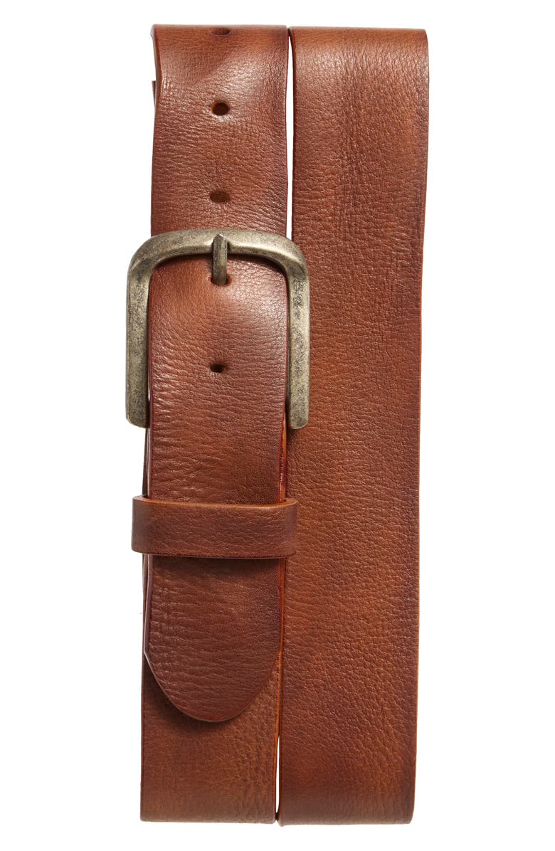 Magnanni Apuesto Pebbled Leather Belt, Main, color, Cognac