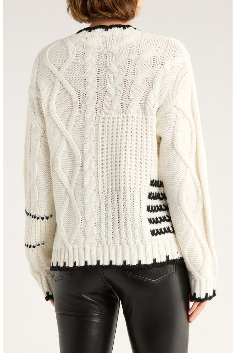 Cable Knit Pullover Sweater, Alternate, color, IVORY BLACK