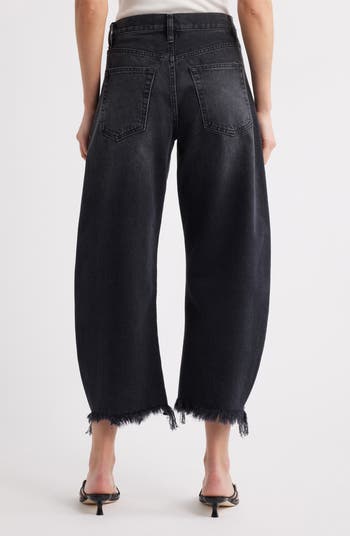 The Bubble Raw Hem Crop Baggy Jeans