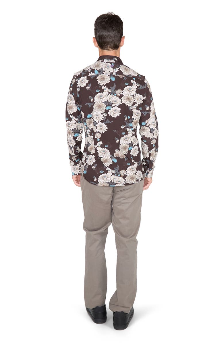 Lords of Harlech Sawyer Knit Button-Up Shirt, Alternate, color, Serious Floral Black