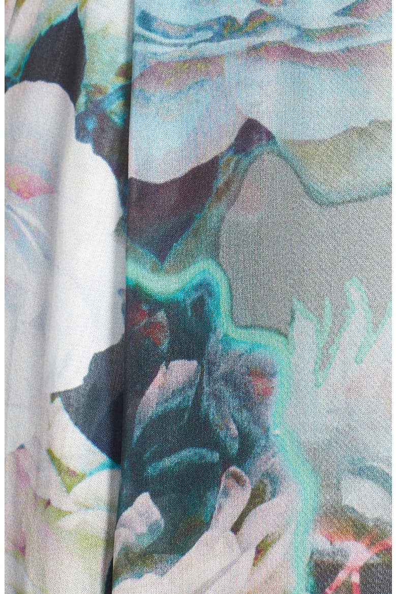 Print Collared Silk Maxi Dress, Alternate, color, GREY