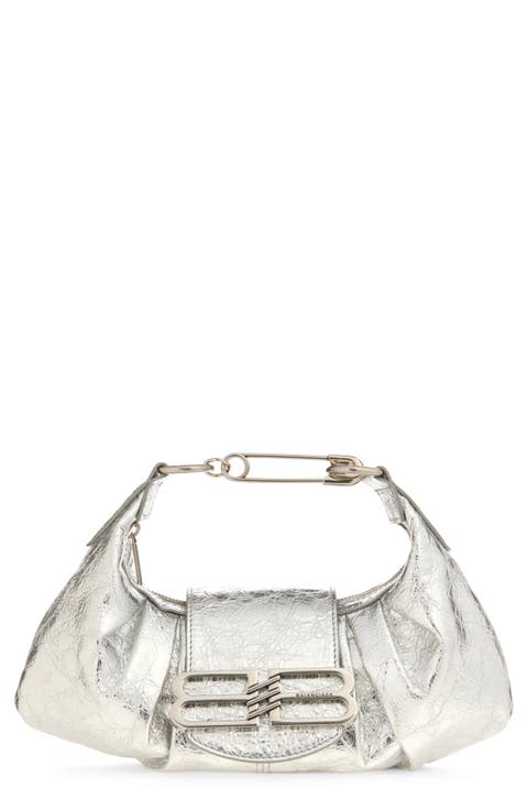 Small Pamela Crinkled Metallic Leather Shoulder Bag
