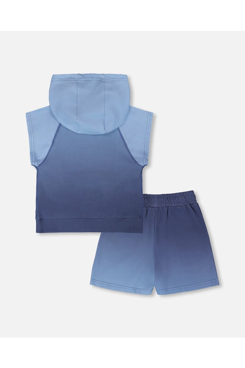 Sleeveless Gradient Hooded Top and Shorts Set, Alternate, color, Blue Gradient