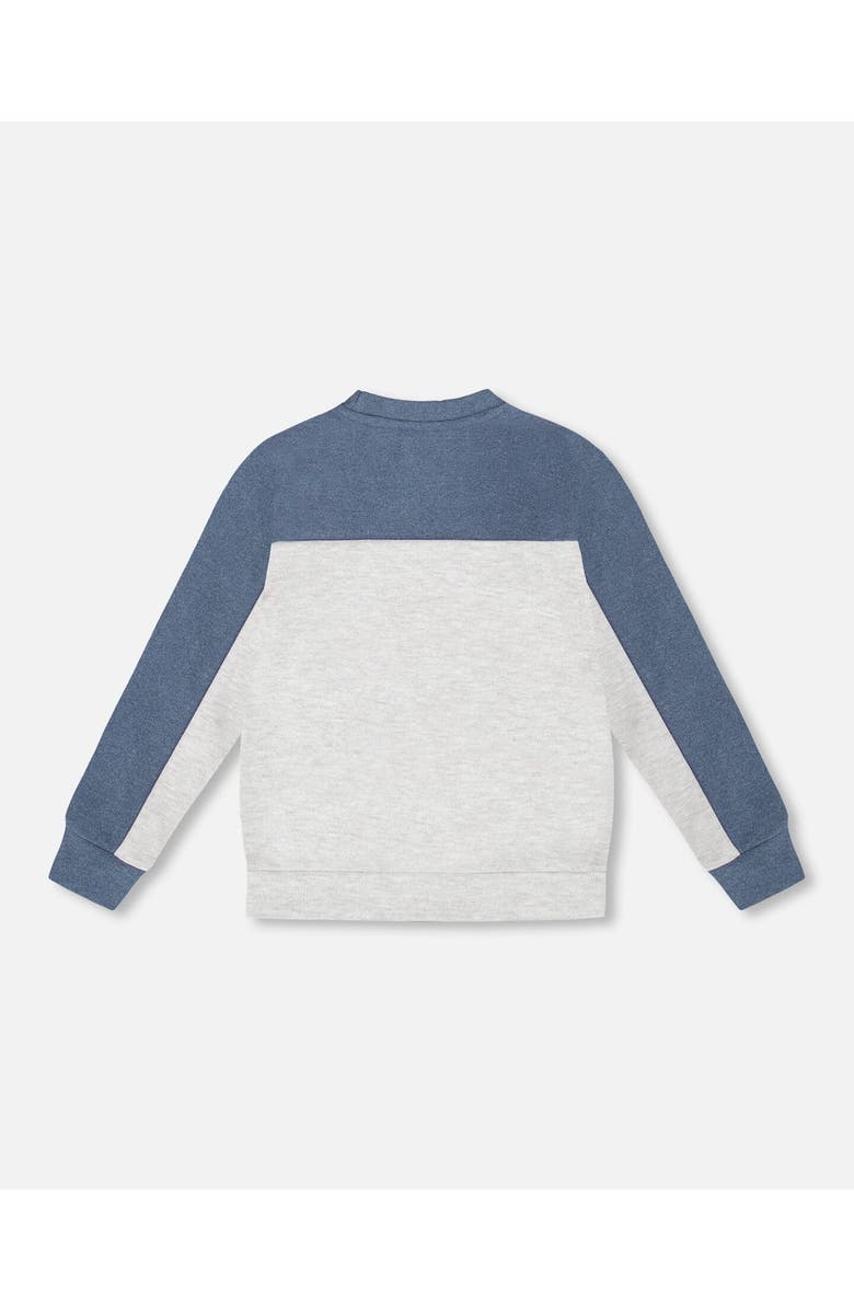 Deux par Deux Long Sleeve Super Soft Brushed Jersey Top Color Block, Alternate, color, Light Heather Gray