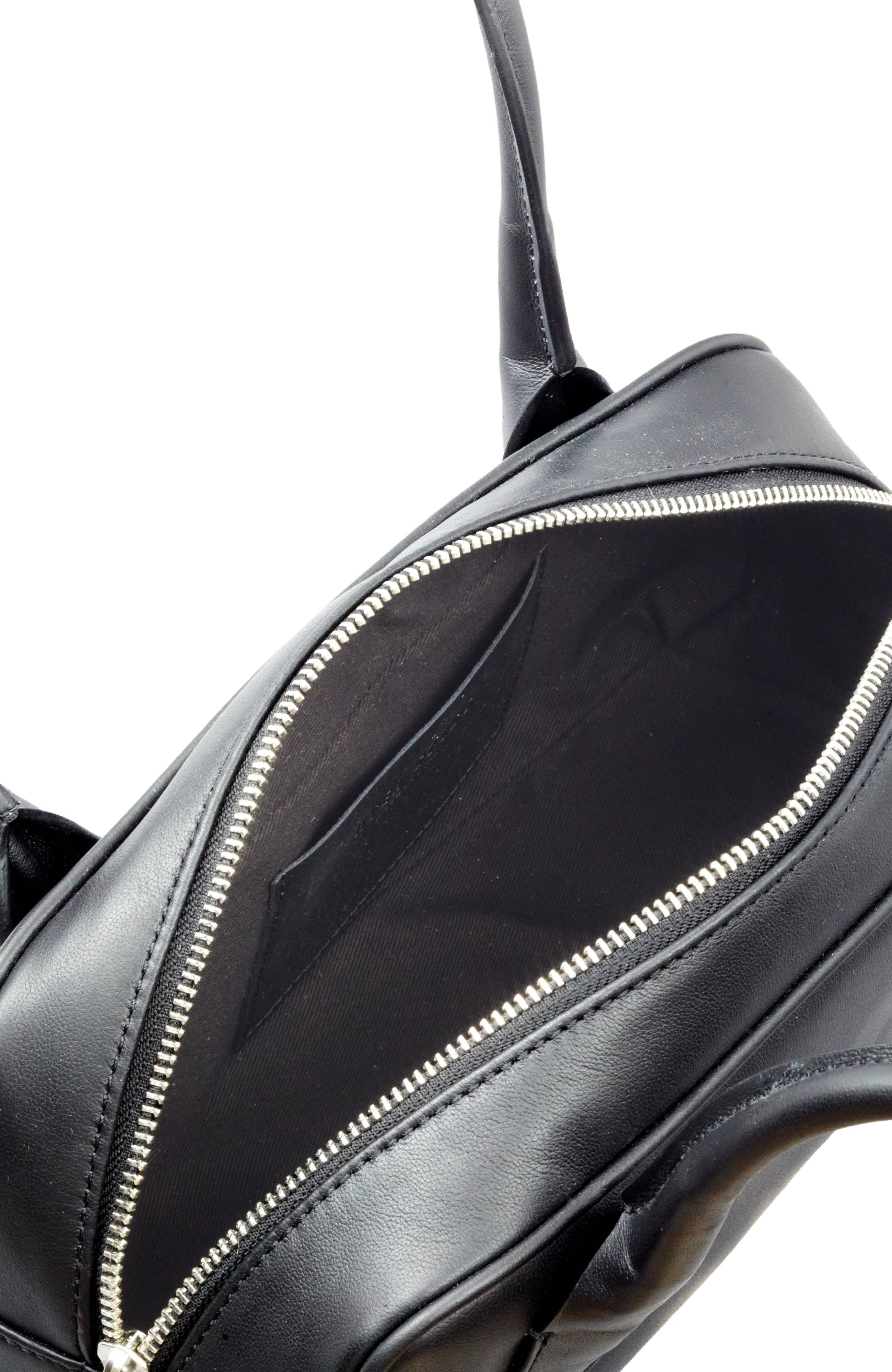 HYER GOODS Mini La Strada Leather East West Bag, Alternate, color, Black/Silver