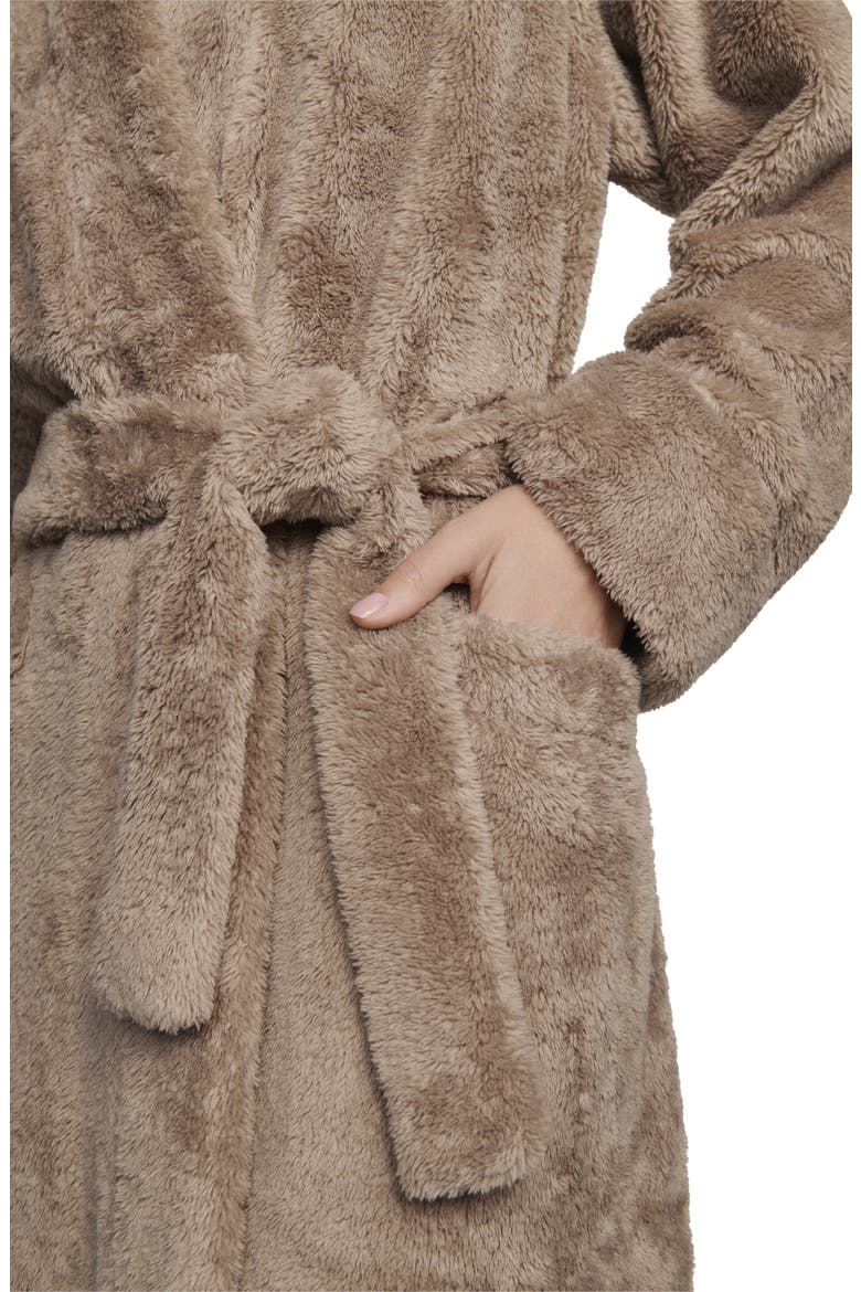 Plush Long Robe, Alternate, color, TOFFEE