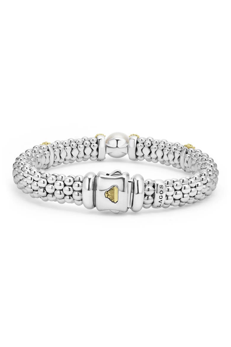 Luna Freshwater Pearl Station Bracelet, Alternate, color, SILVER