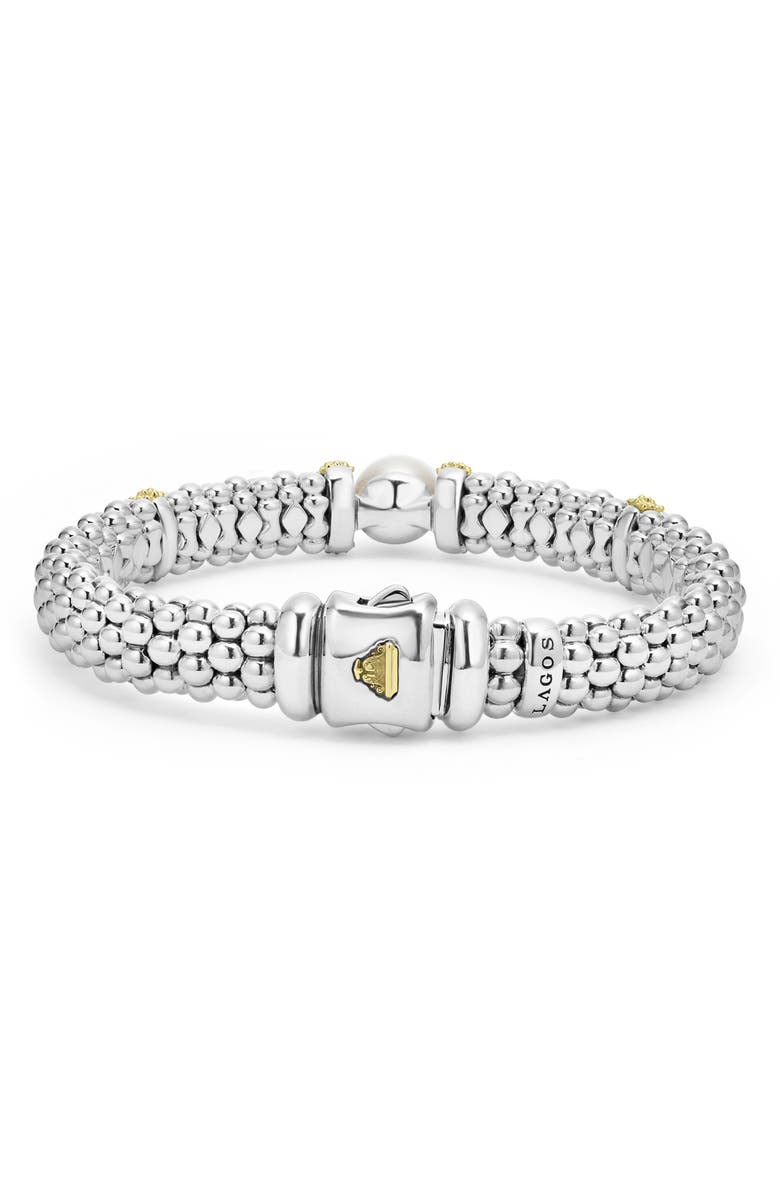 LAGOS Luna Freshwater Pearl Station Bracelet, Alternate, color, Silver
