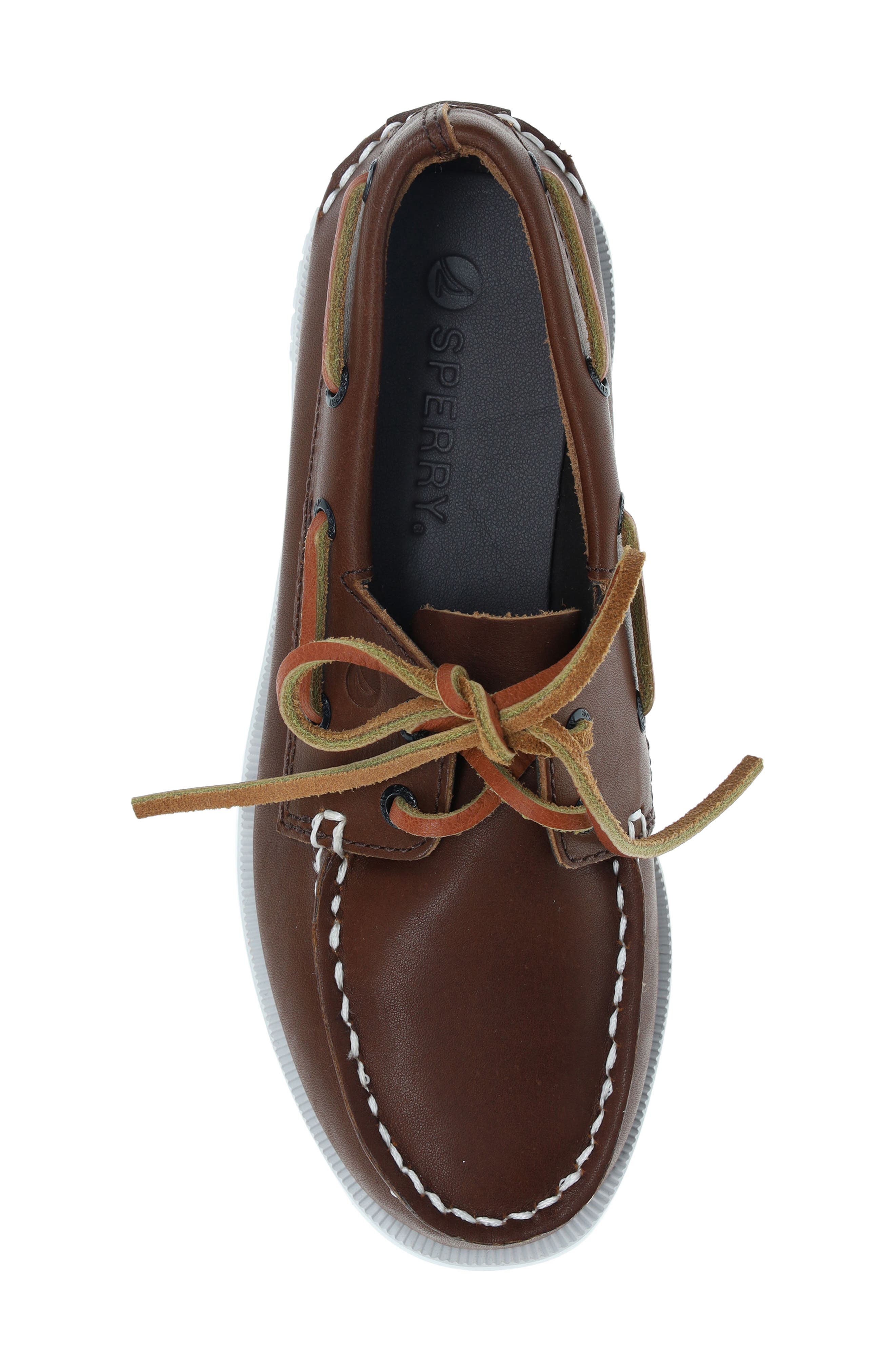 Sperry Kids' Authentic Original<sup>™</sup> 2-Eye Leather Boat Shoe, Alternate, color, Brown