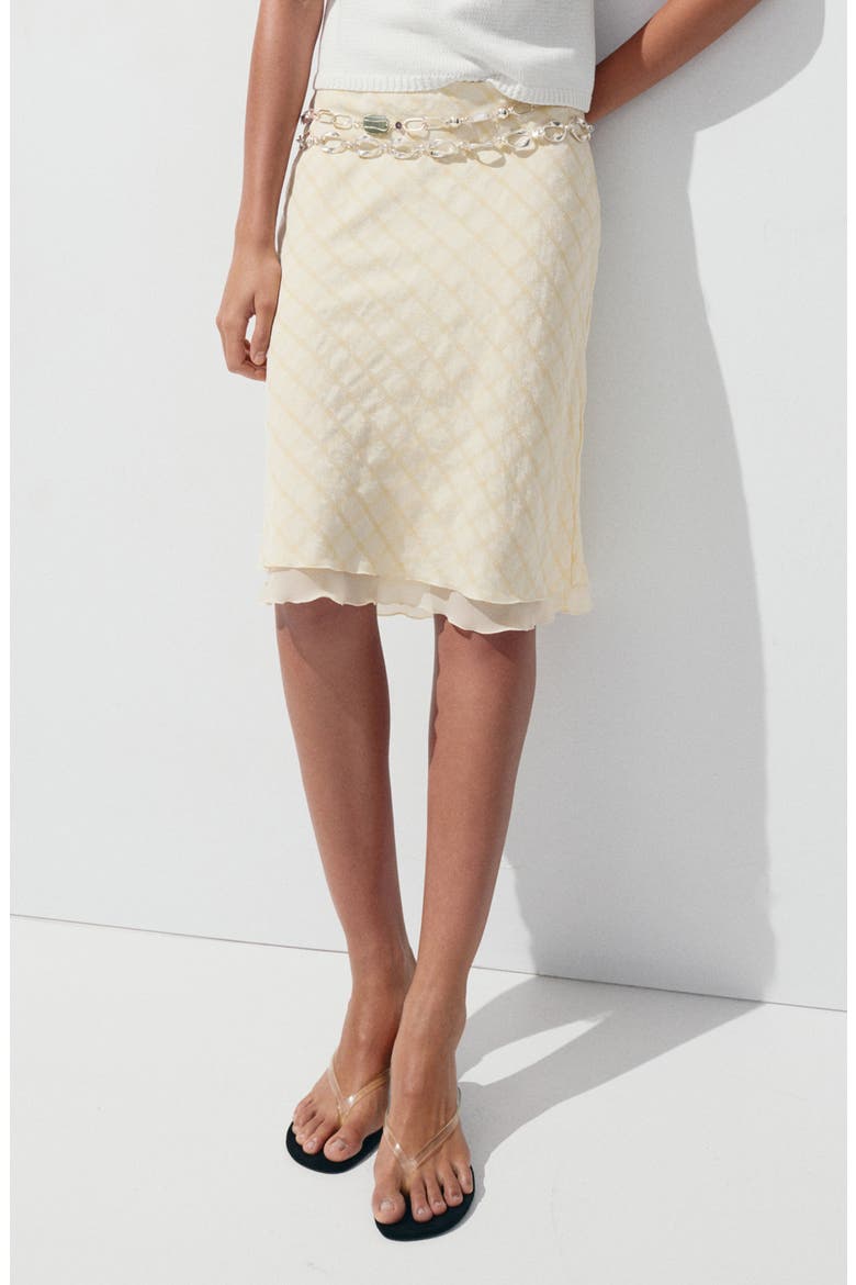 Checked Midi Skirt, Main, color, YELLOW