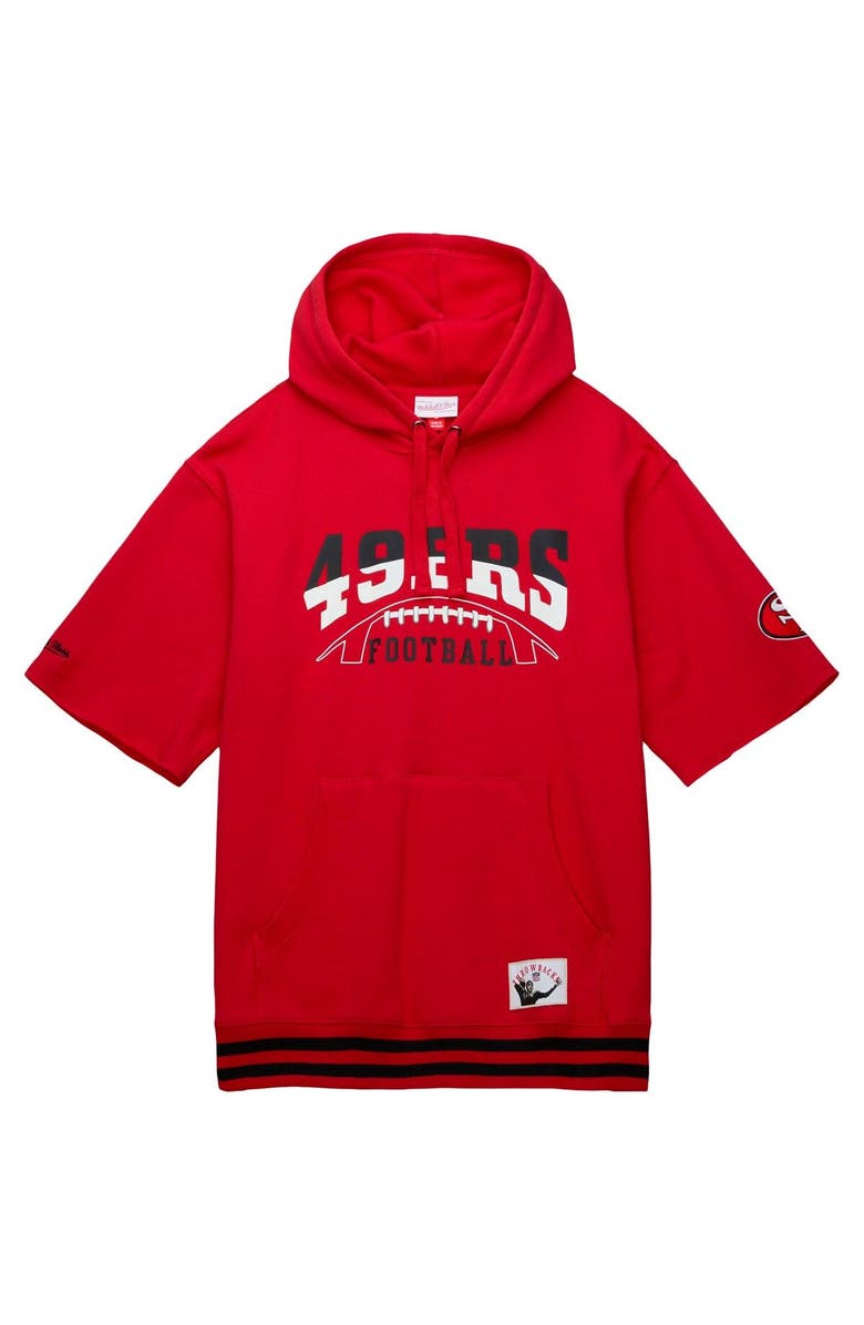 Mitchell & Ness Men's Mitchell & Ness Scarlet San Francisco 49ers Pre-Game Short Sleeve Pullover Hoodie, Alternate, color, Scarlet