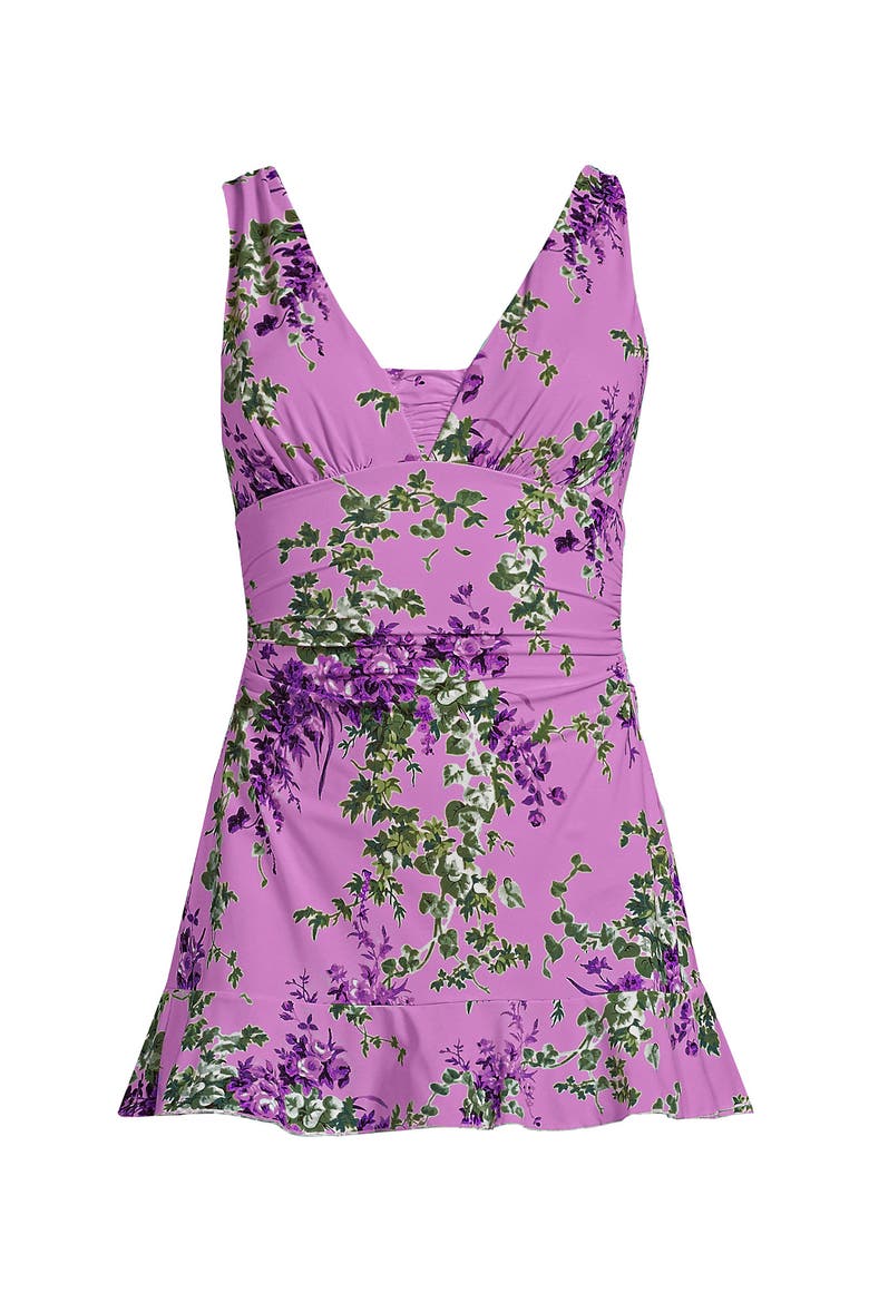 SlenderSuit Grecian Mini Swim Dress, Alternate, color, Pink/White Blooms