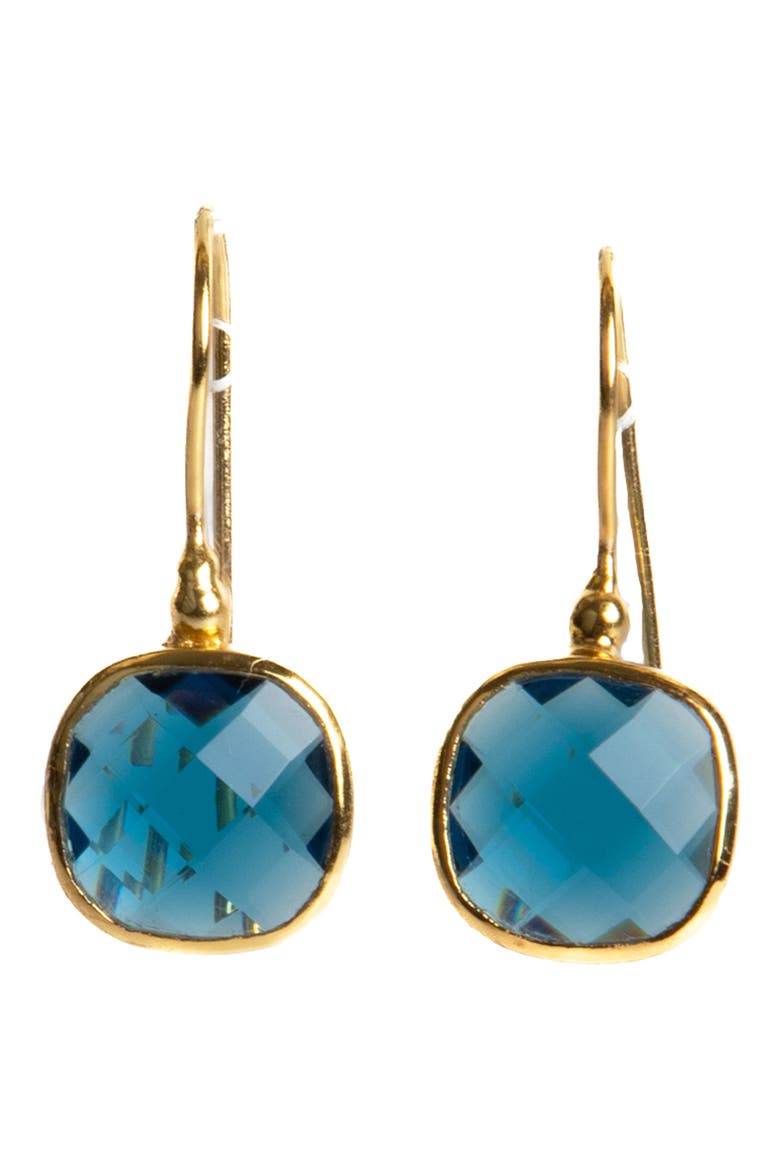 Cushion Stone Drop Earrings, Alternate, color, BLUE