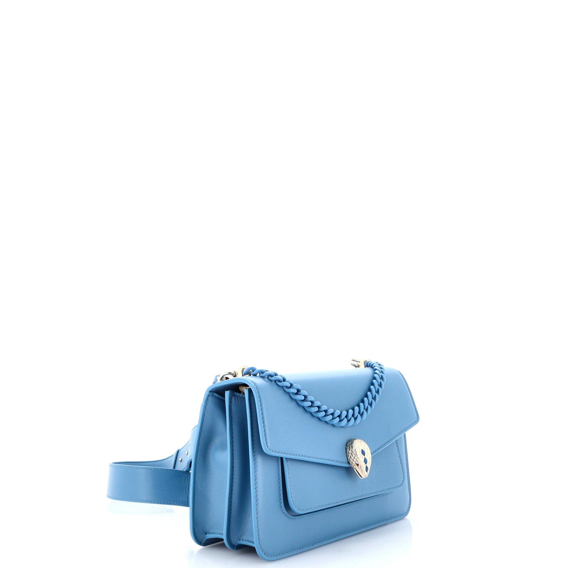 Serpenti Forever Maxi Chain Crossbody Bag Leather Medium, Alternate, color, Blue